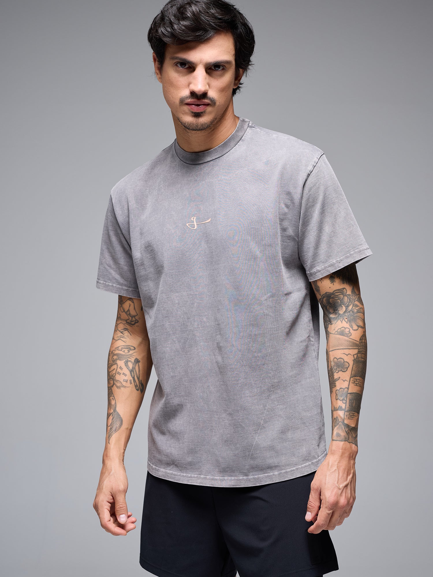 CAMISETA OVERSIZED 100% ALGODÓN ACID WASH - GREY