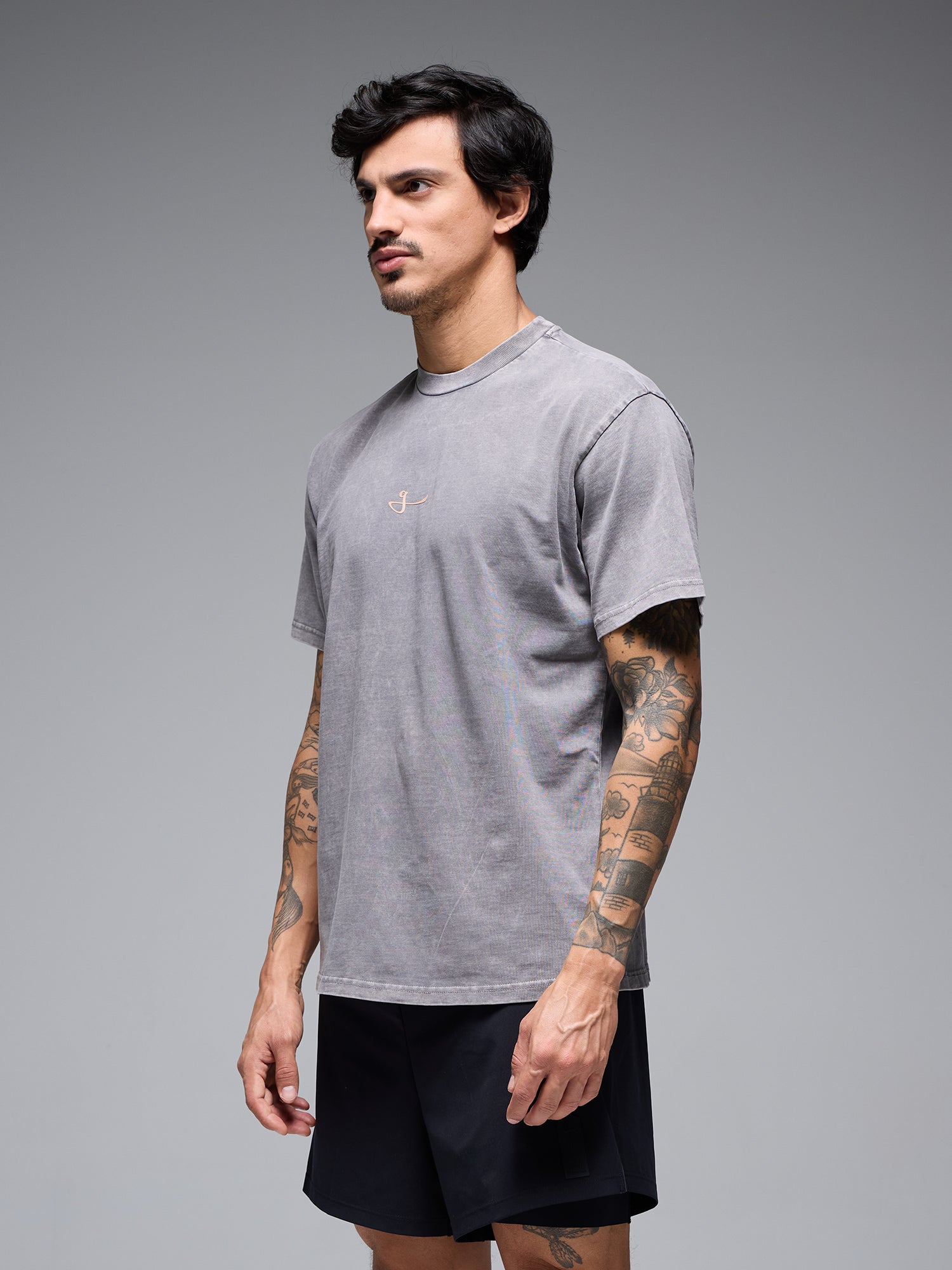CAMISETA OVERSIZED 100% ALGODÓN ACID WASH - GREY